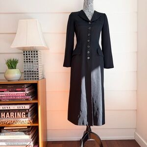 Vintage Harvé Bernard Black Tailored Coat Duster Petite size 2